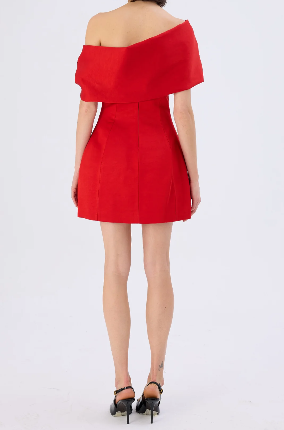 Caroline Çıkarılabilen Kol Detaylı Kalıplı Kumaştan Kırmızı Mini Elbise