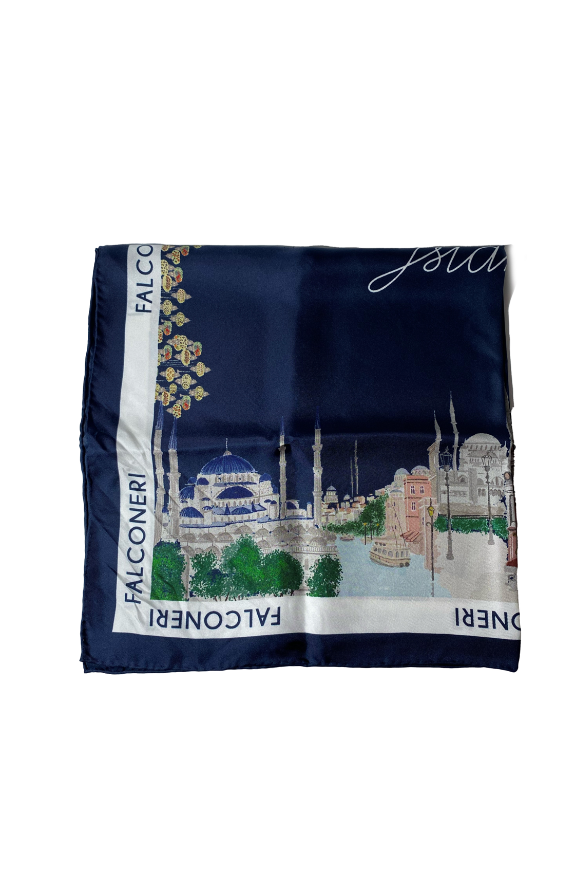 Falconeri İstanbul Desenli Lacivert Fular