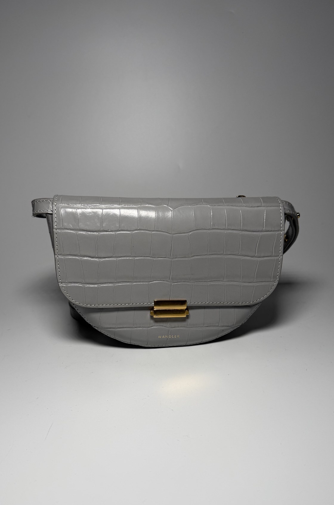 Wandler Anna Krokodil Çapraz Askılı Gri Mini Çanta