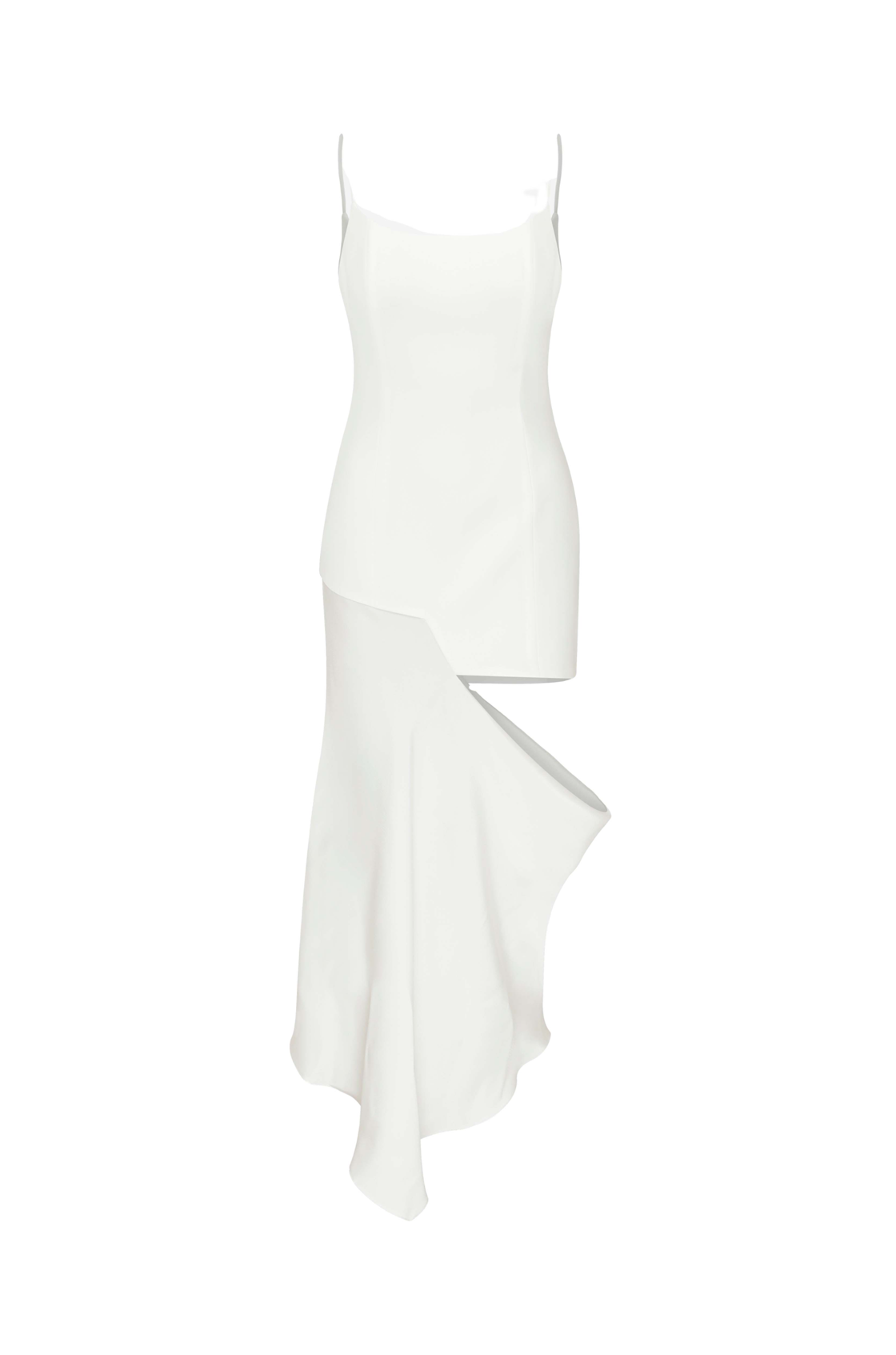 Garcia Cut-Out Detaylı Asimetrik Beyaz Midi Elbise