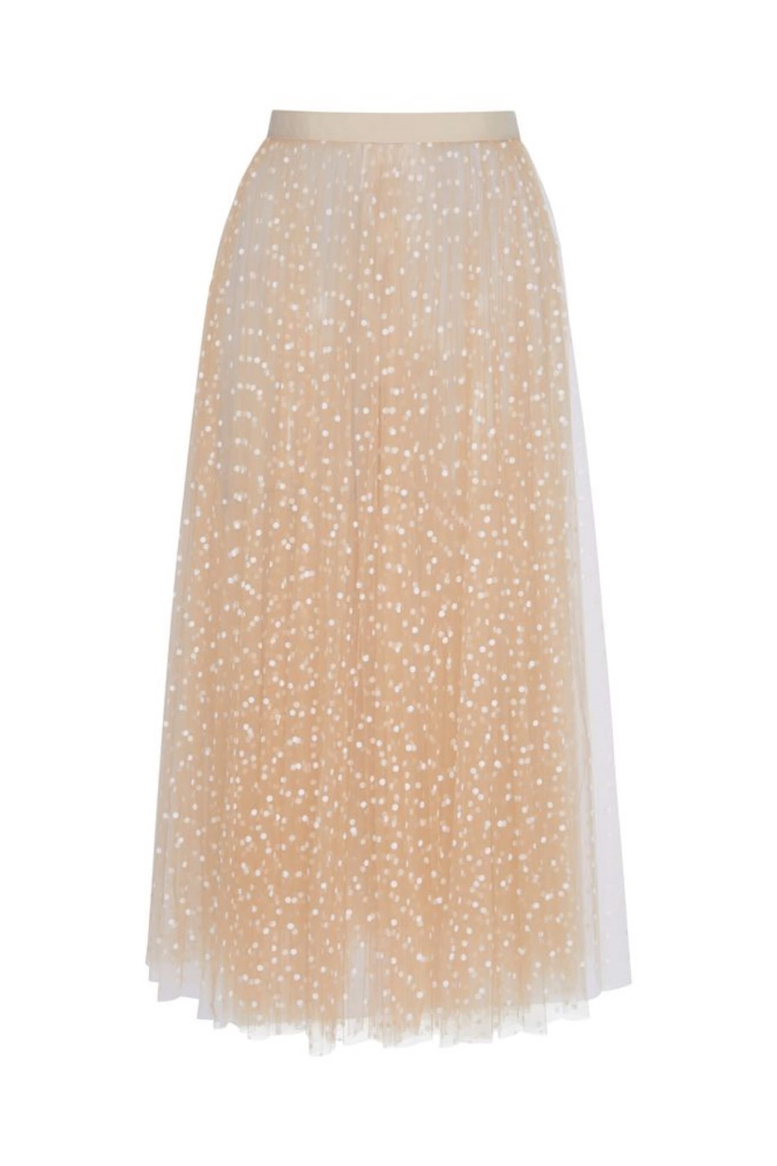 Khaite Elisabetta Puantiyeli Bej Tül Bluz-Etek Takım