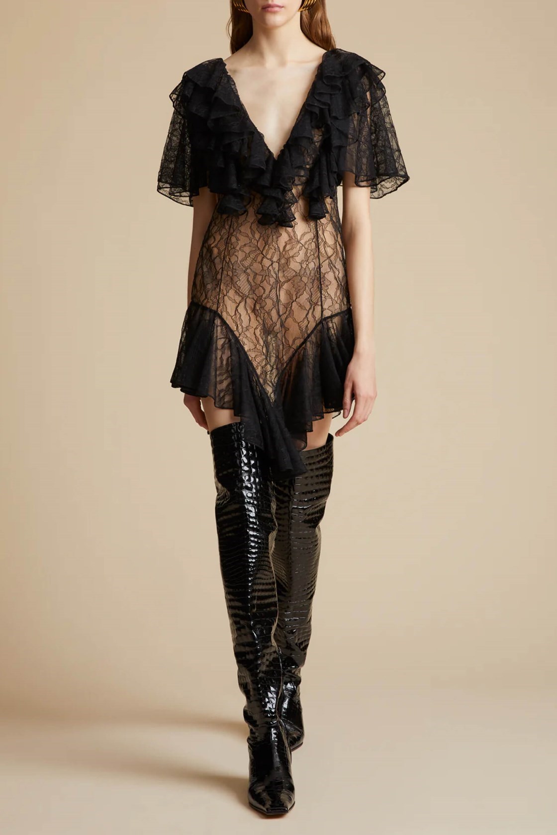 Khaite Eyona Siyah Asimetrik Elbise