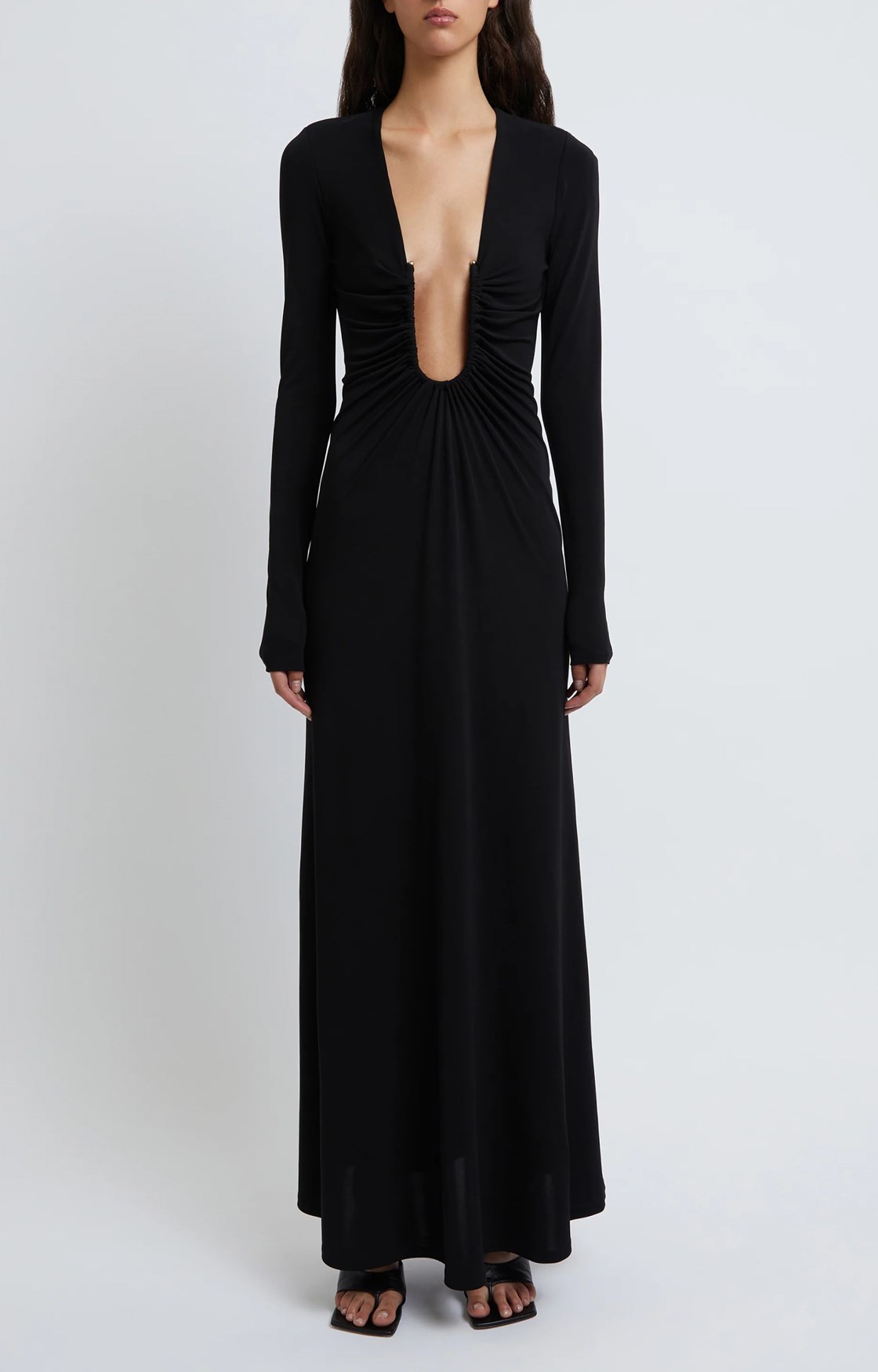 Christopher Esber Palm Dekolteli Siyah Elbise