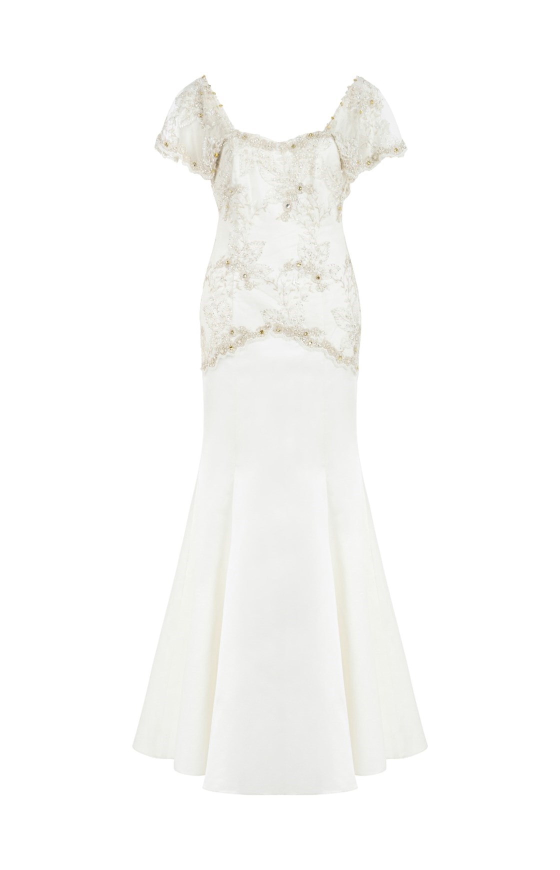 Teora İşlemeli Saten Gelinlik