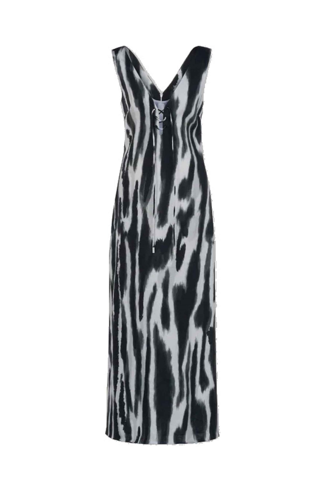 Alaia Zebra Desenli Siyah Beyaz Maxi Elbise