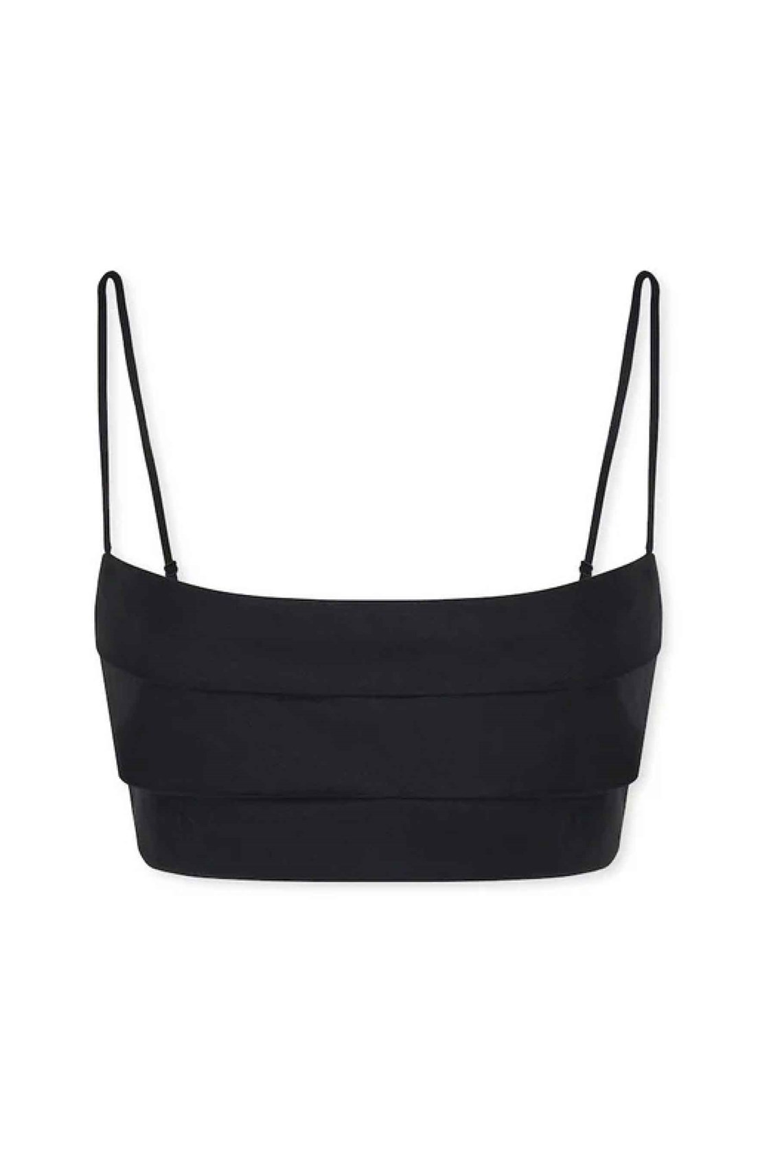 Delilah Siyah Keten Crop Bluz