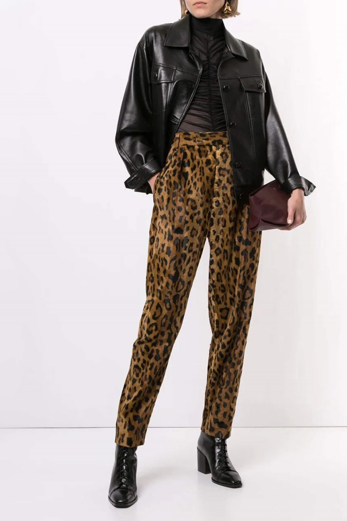 Khaite Magdeline Leopar Desenli Süet Dokulu Pantolon