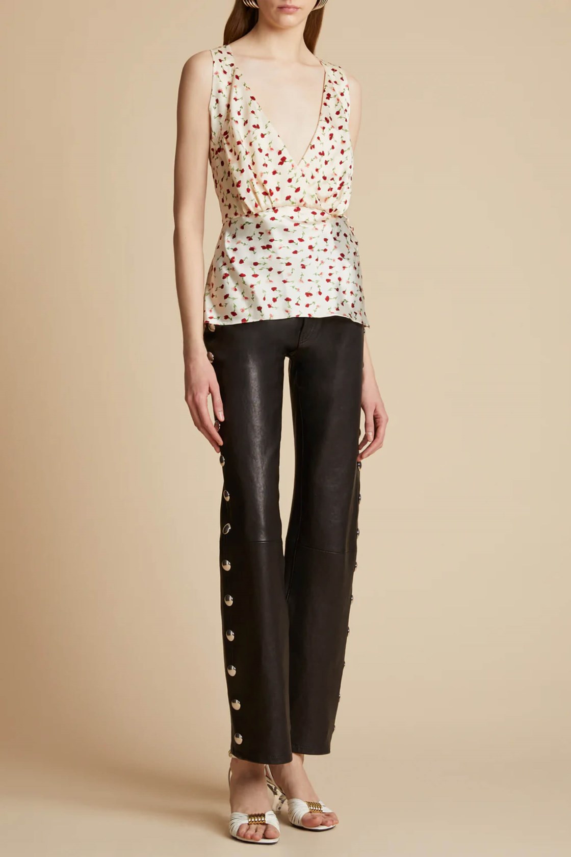 Khaite Oli Ekru Çiçek Desenli Bluz