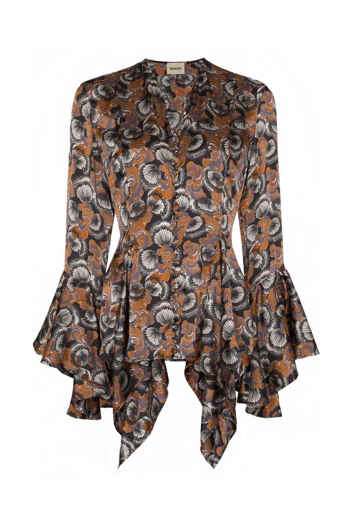Khaite Elliot Kahverengi Volanlı Gömlek