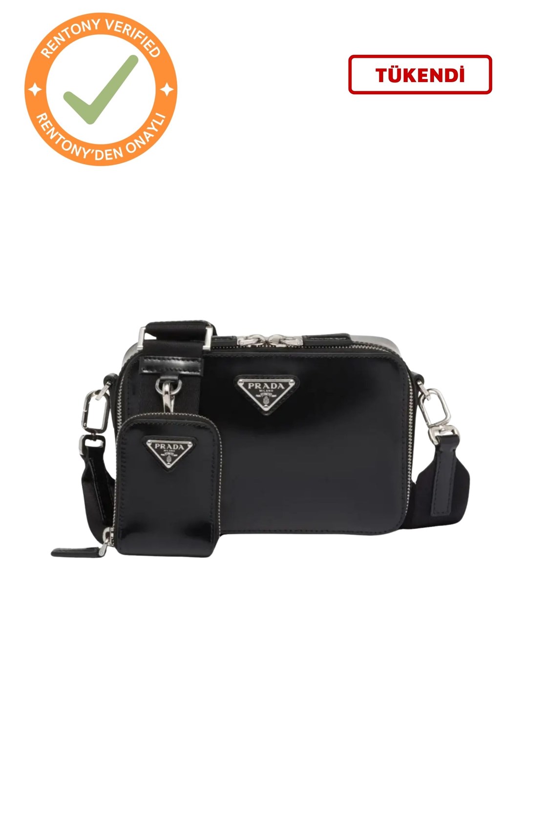 Prada Brique Küçük Çanta Detaylı Siyah Çanta