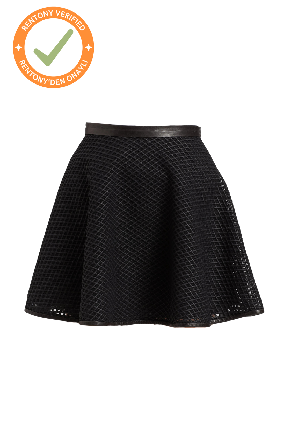 DKNY Volanlı Deri File Siyah Etek