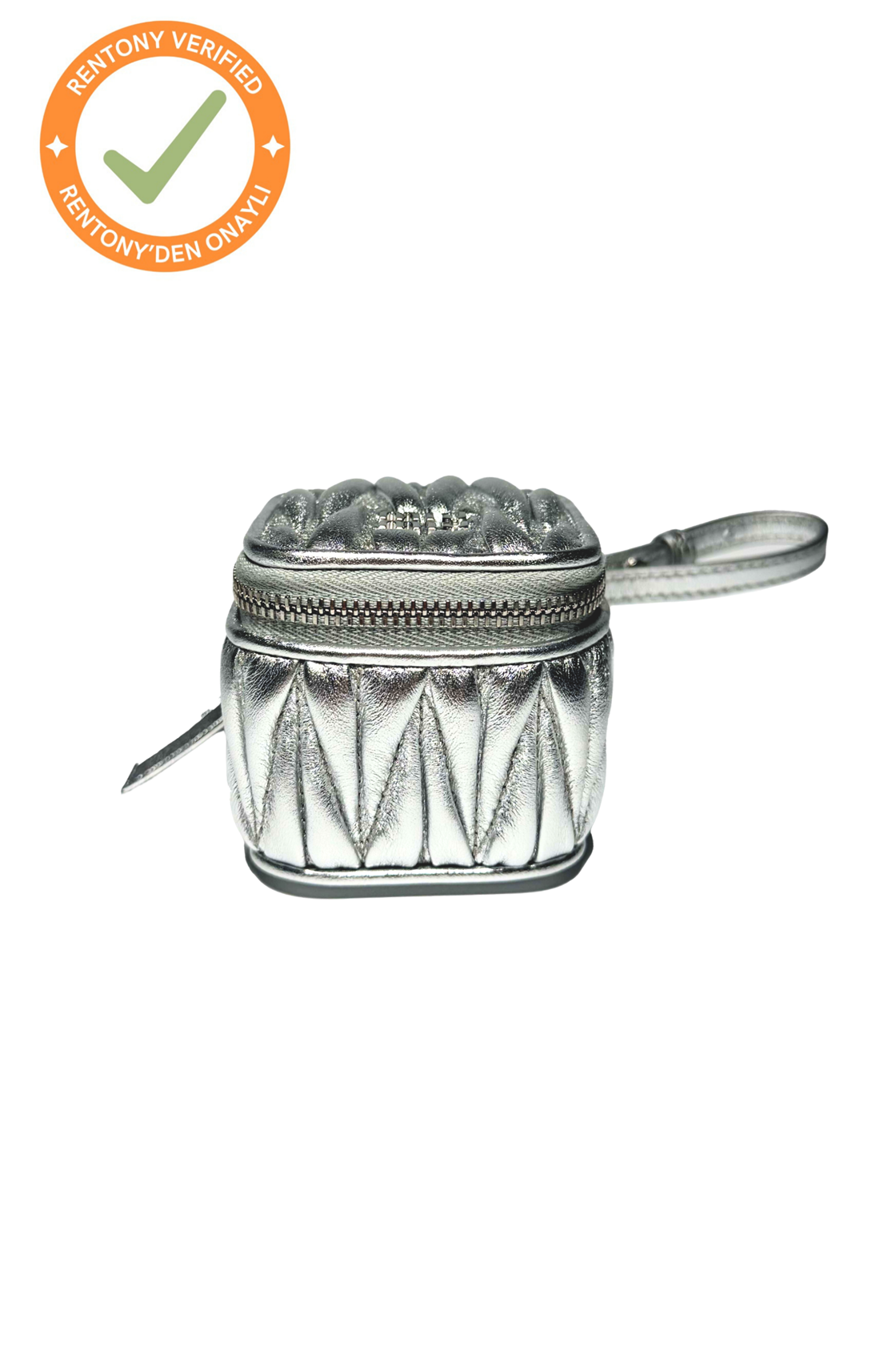 Miu Miu Matelassé Metalik Gri Extra Küçük Çanta 