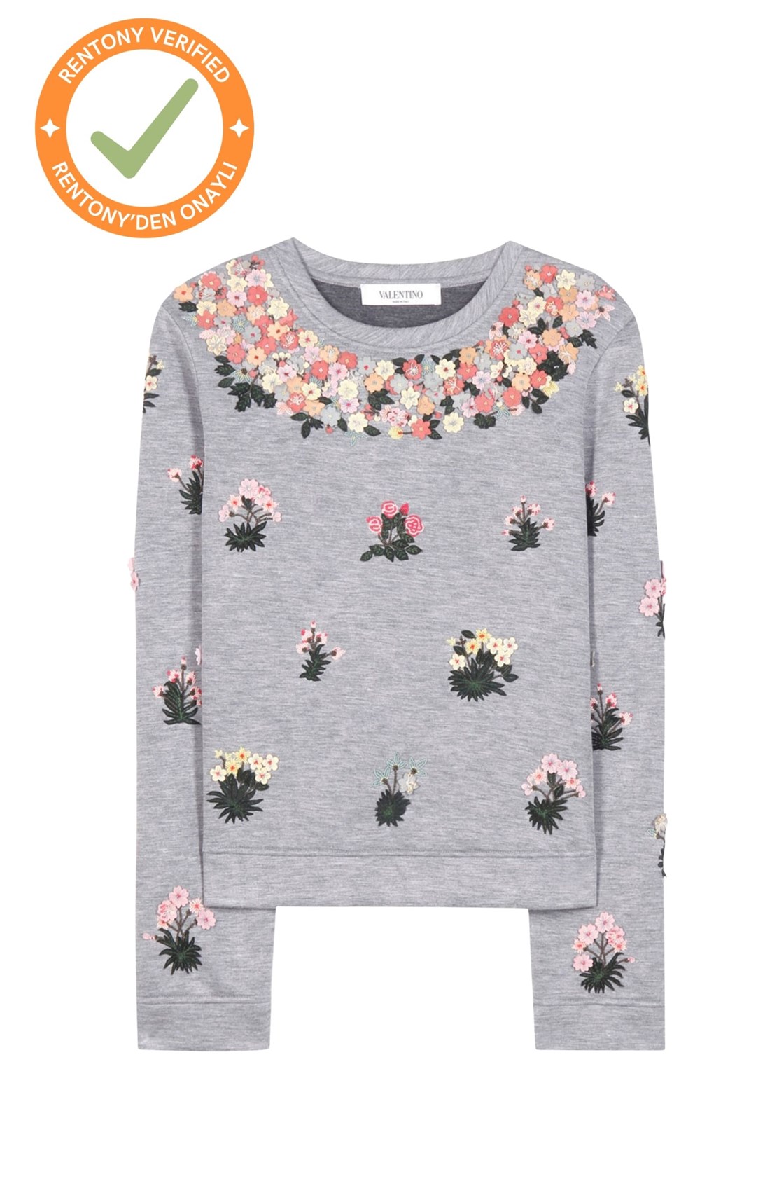 Valentino 3D Çiçekli Gri Bluz