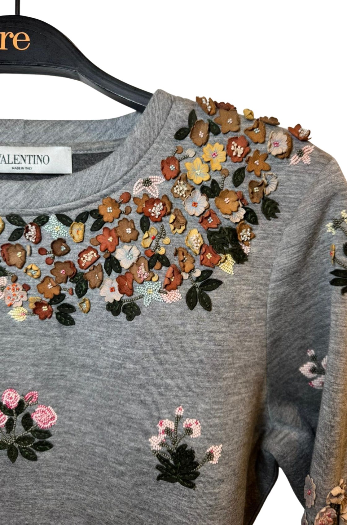 Valentino 3D Çiçekli Gri Bluz