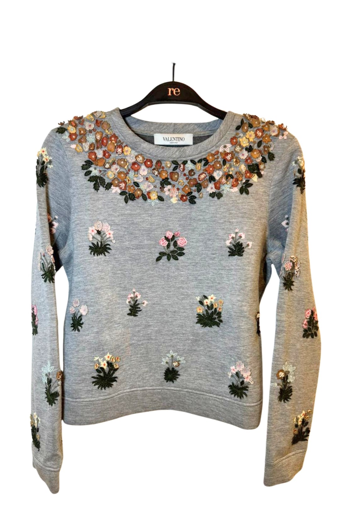 Valentino 3D Çiçekli Gri Bluz