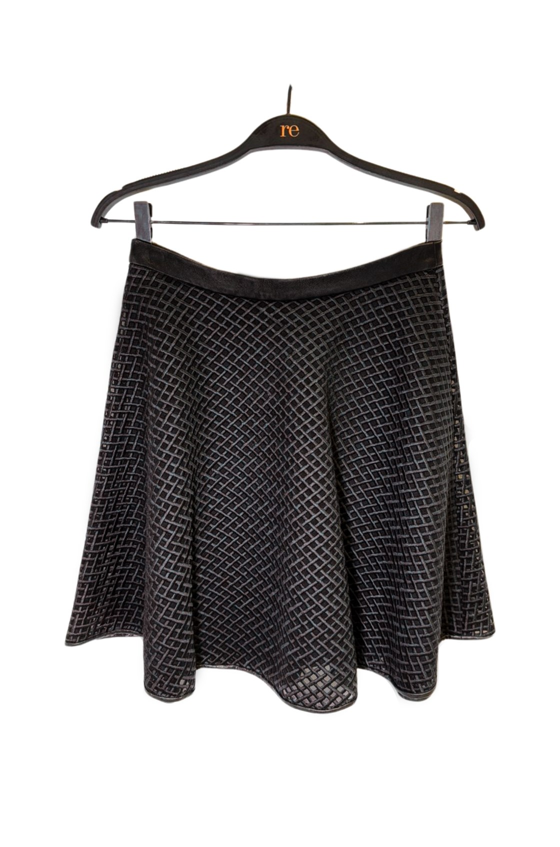 DKNY Volanlı Deri File Siyah Etek