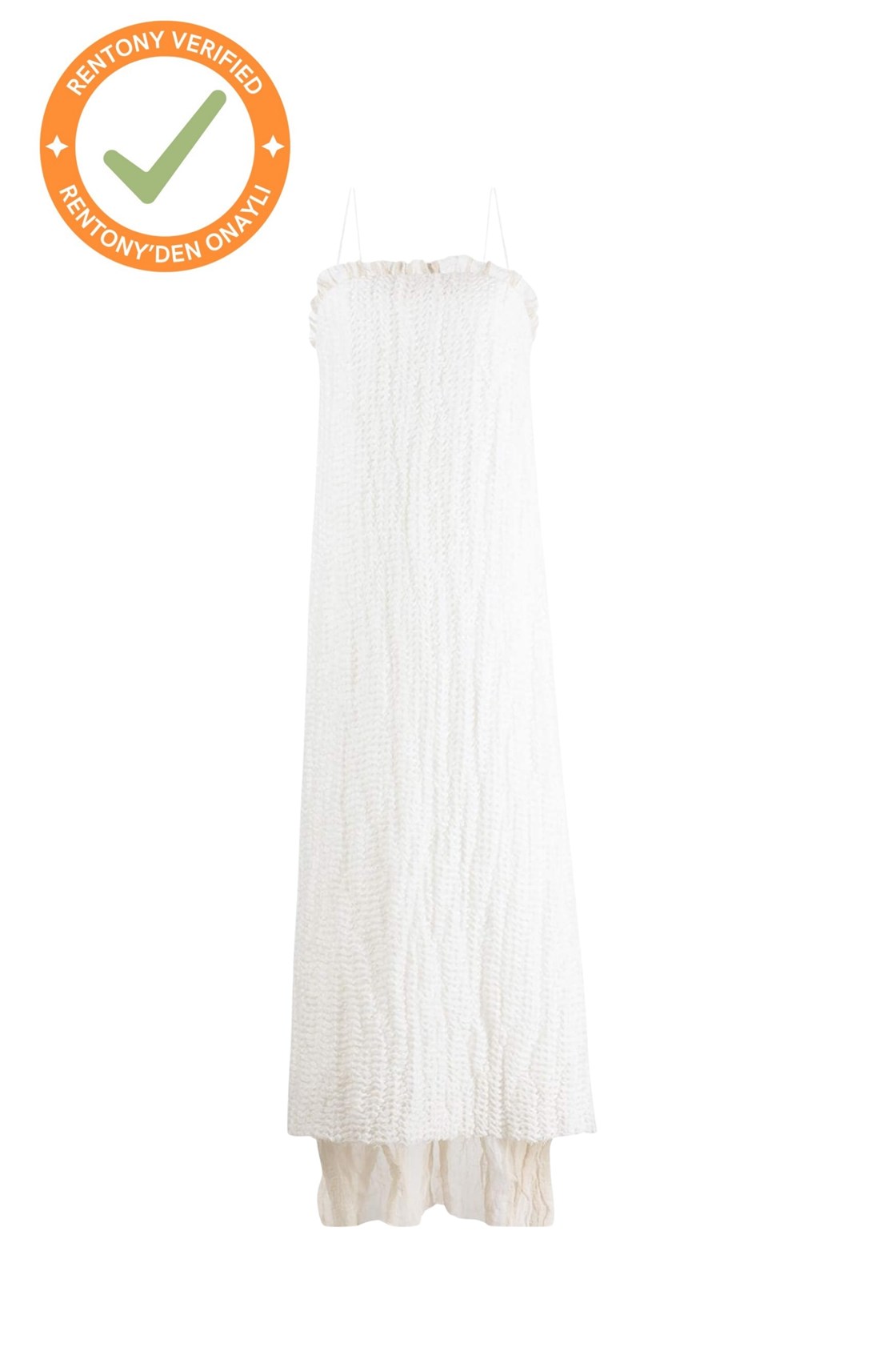 Khaite Susanna Şifon Detaylı Dokulu Kumaştan Beyaz Maxi Elbise