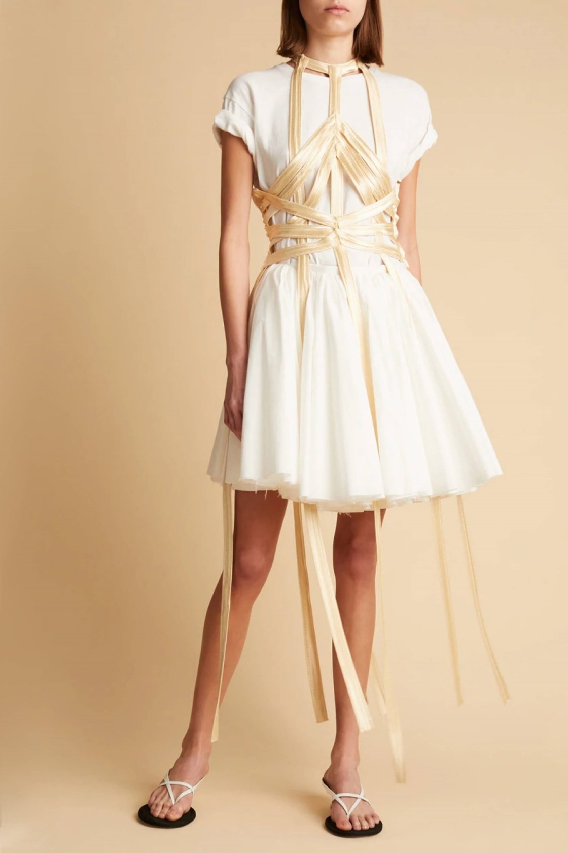 Khaite Sukey Gold Saten Korse